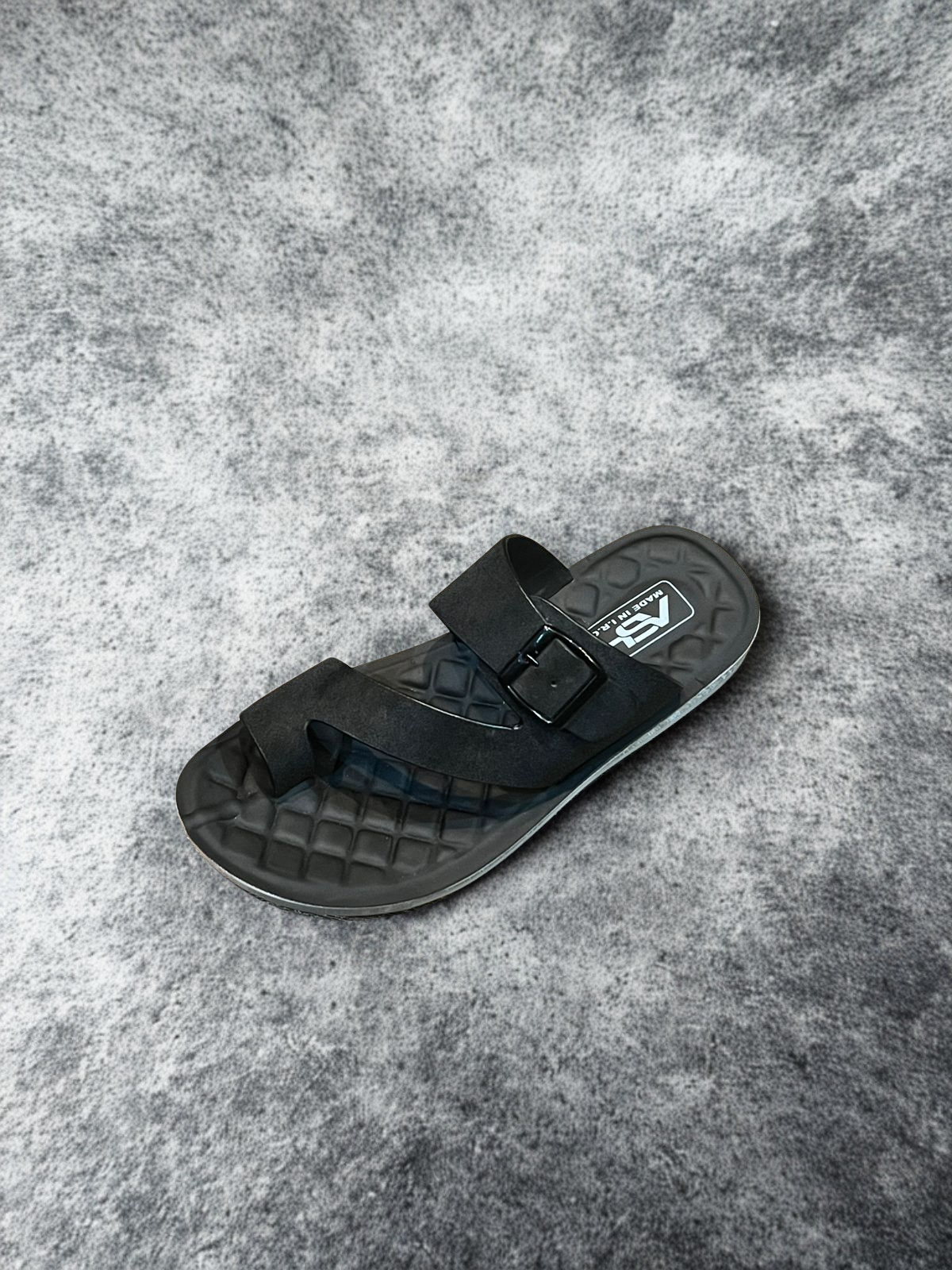 Men's Black Comfort Sandal with Buckle Strap