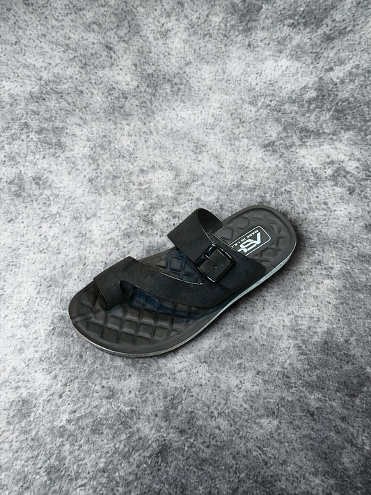 Men's Black Comfort Sandal with Buckle Strap